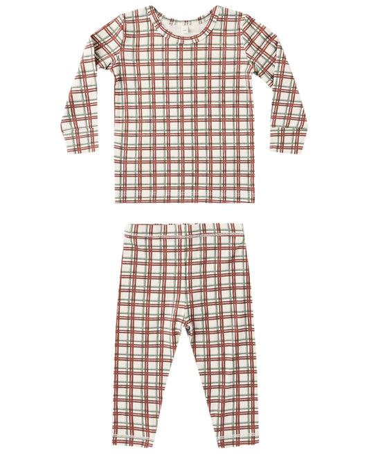 Quincy Mae Bamboo Pajama Set Redwood Check Redwood