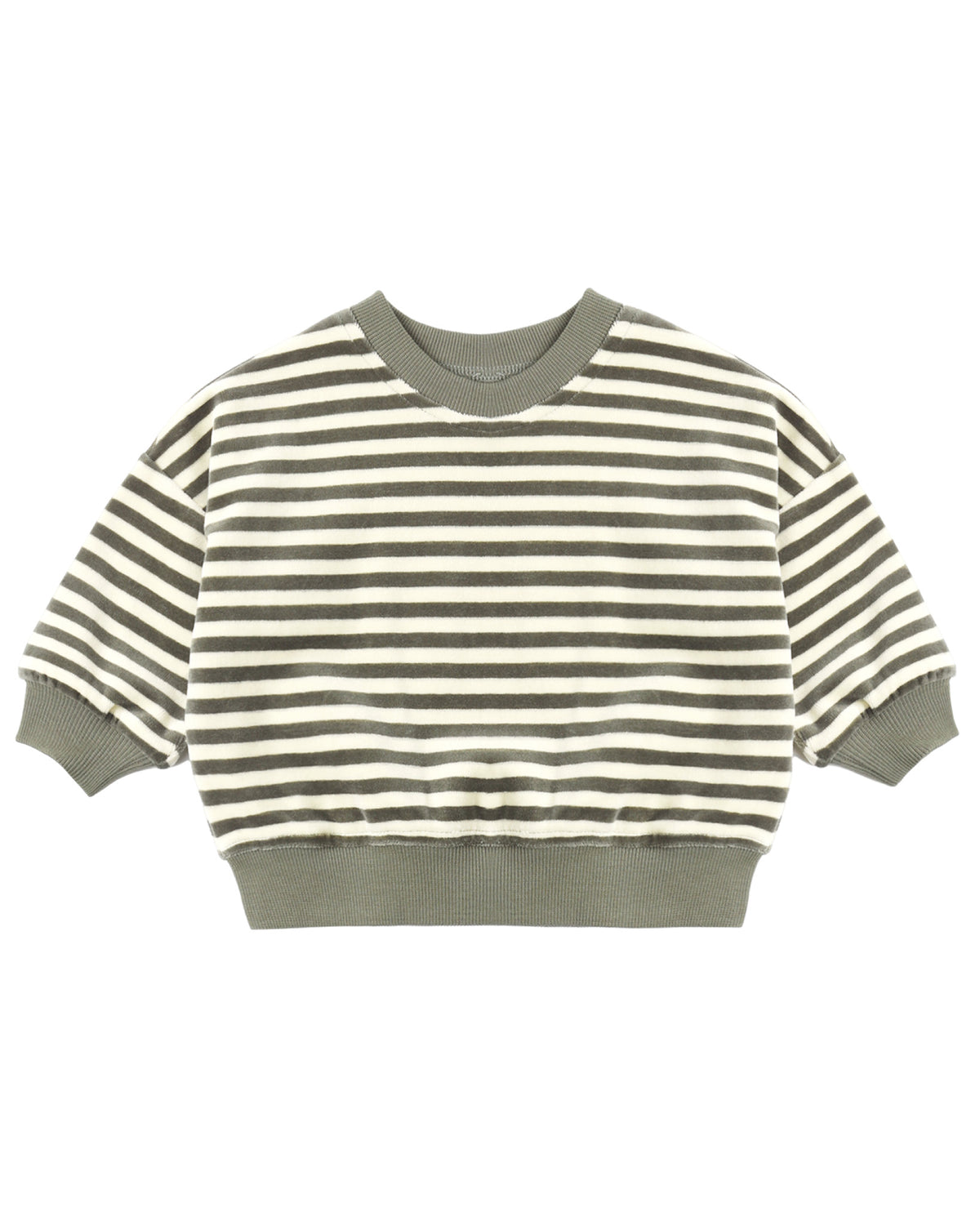 Quincy Mae Velour Relaxed Sweatshirt Spruce Stripe Spruce