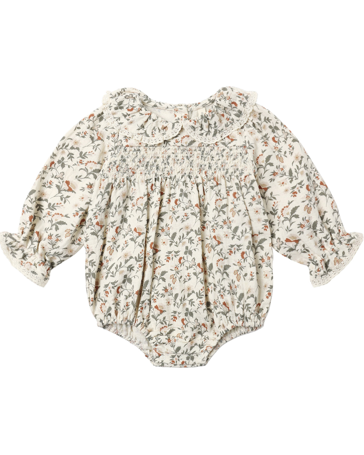 Quincy Mae Callie Romper Holiday Floral Natural