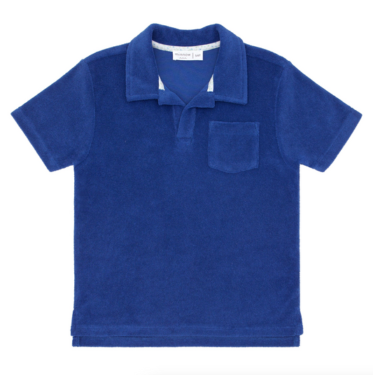 Minnow Boys Cobalt Blue French Terry Polo in Cobalt