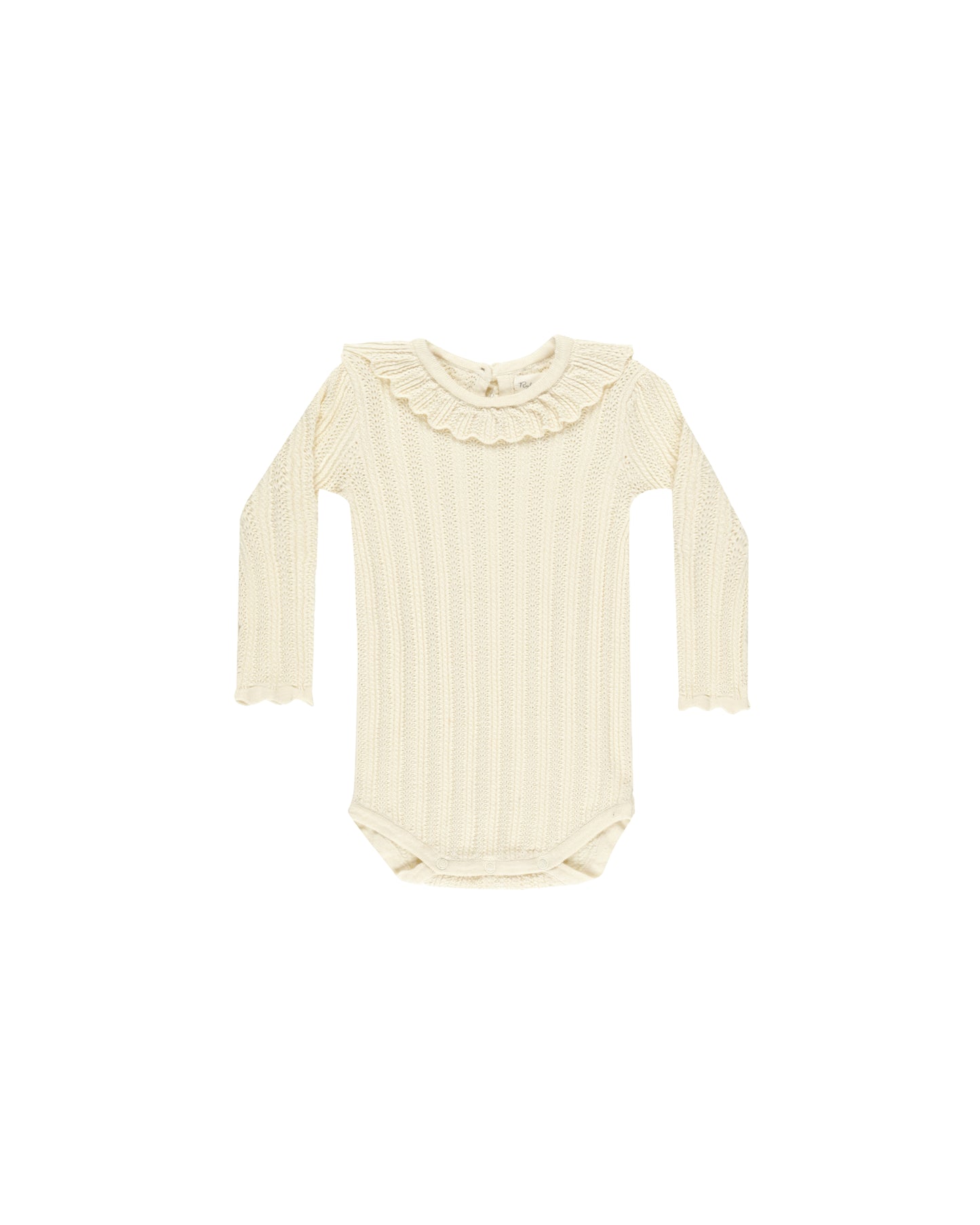 Rylee + Cru Ruffle Collar Bodysuit Natural