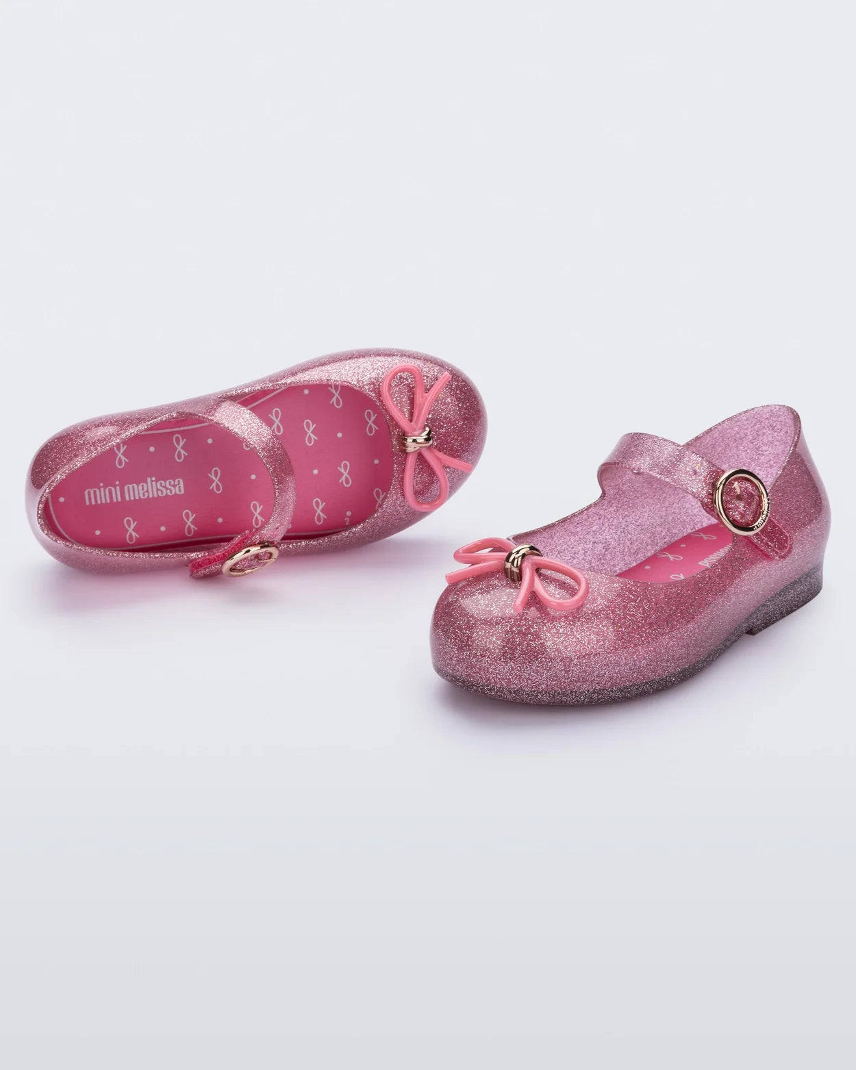 Mini Melissa Sweet Love Flat in Pink Glitter