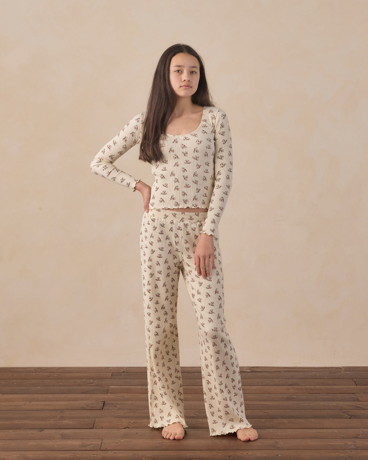 Rylee + Cru Teen Ribbed Lounge Set Ruby Bloom