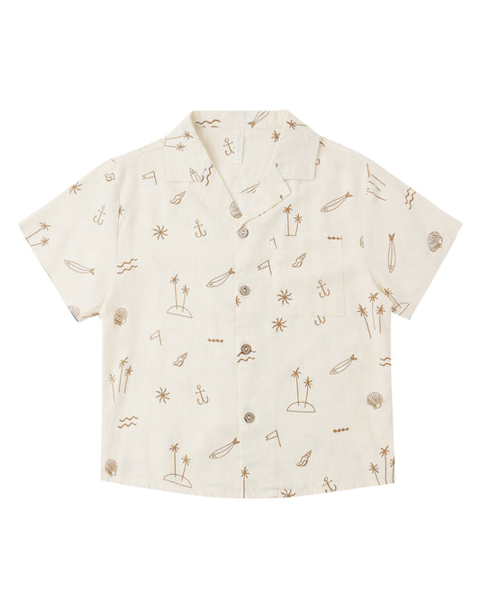 Rylee + Cru Lapel Collar Shirt Coastal Natural