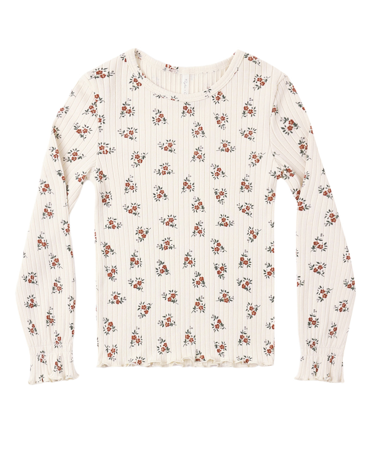 Rylee + Cru Ribbed Long Sleeve Top Ruby Bloom