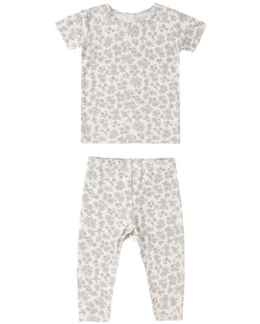 Quincy Mae Bamboo Short Sleeve Pajama Set - Blue Floral