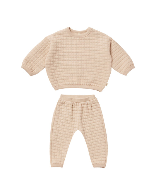 Quincy Mae Quilted Sweater + Pant Set Shell