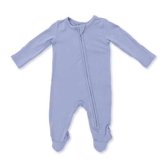 Angel Dear Solid Blue Fog - 2 Way Zipper Footie