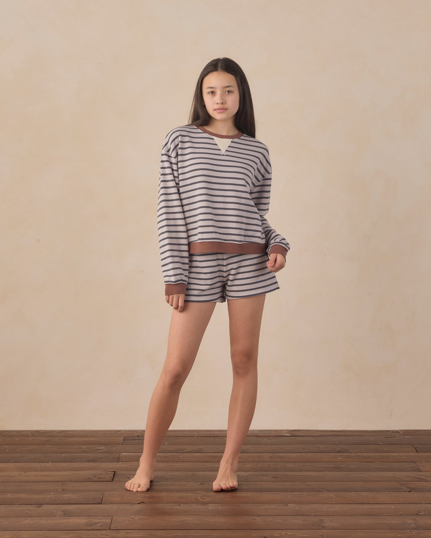 Rylee + Cru Teen Sweat Short Midnight Stripe