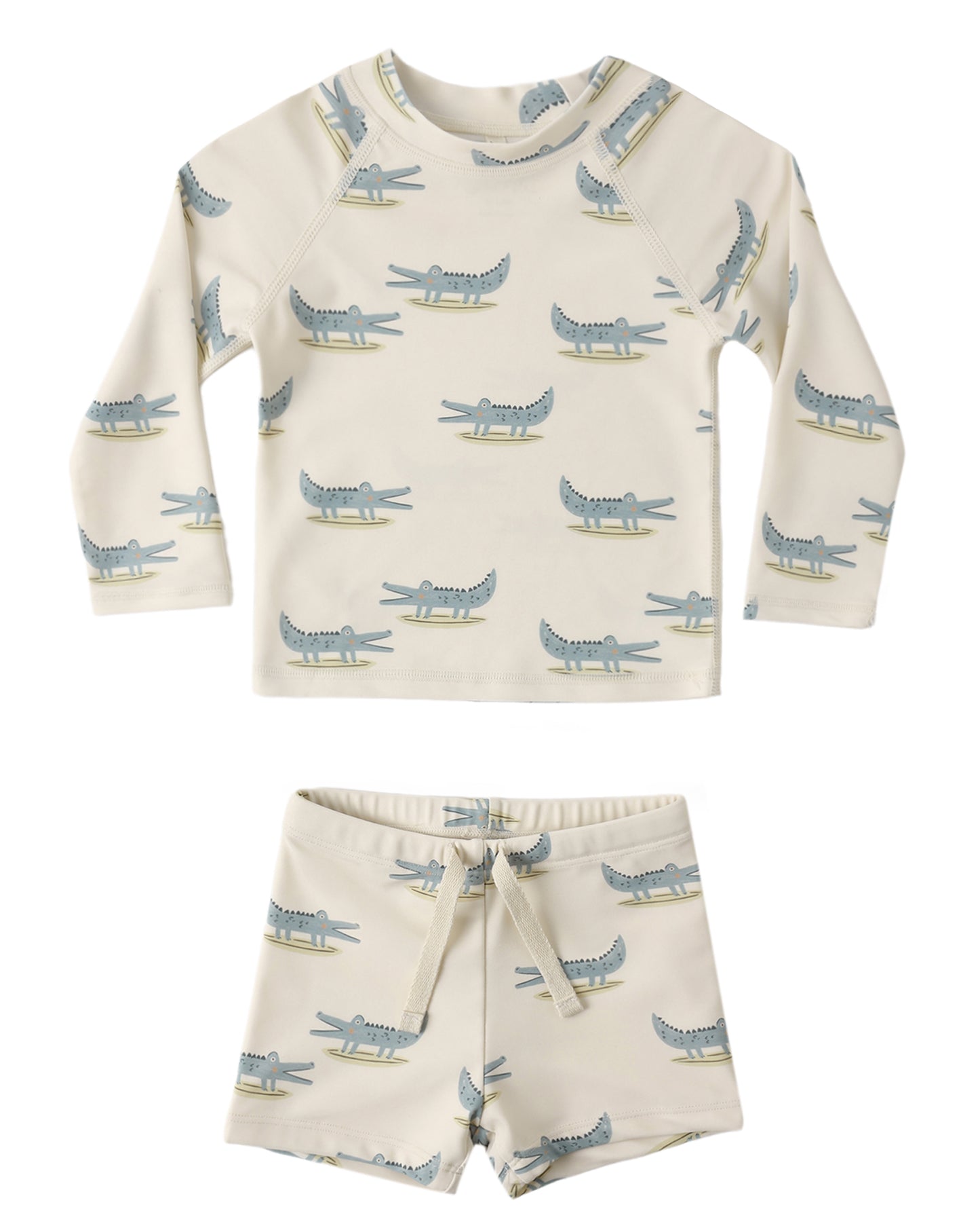 Rylee + Cru Boys Rashguard Set Alligators Natural