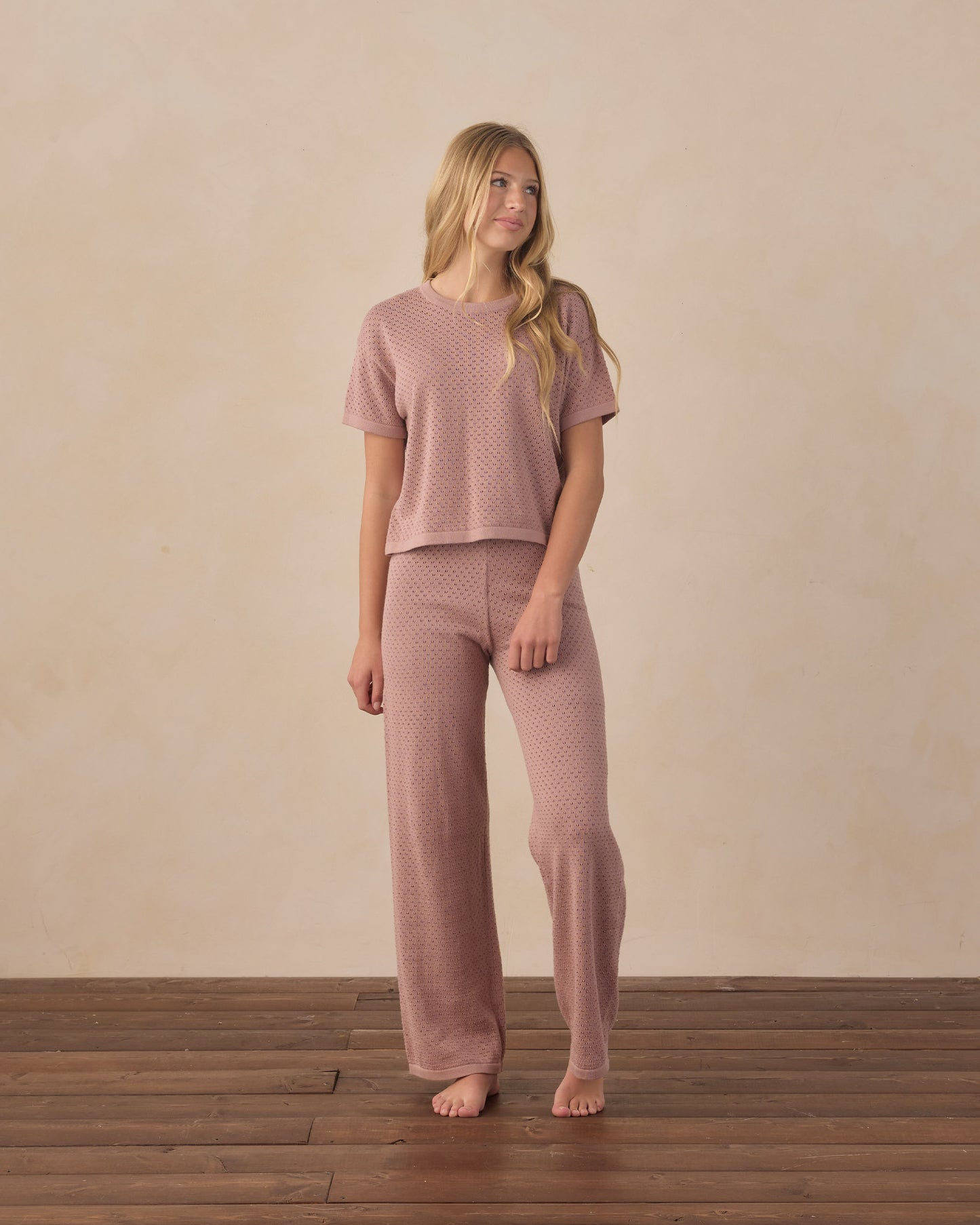 Rylee + Cru Teen Knit Wide Leg Pant Rosewood