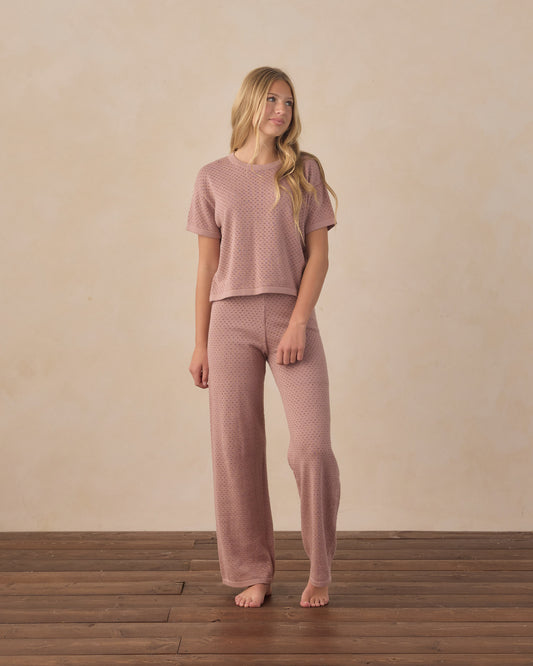 Rylee + Cru Teen Knit Wide Leg Pant Rosewood