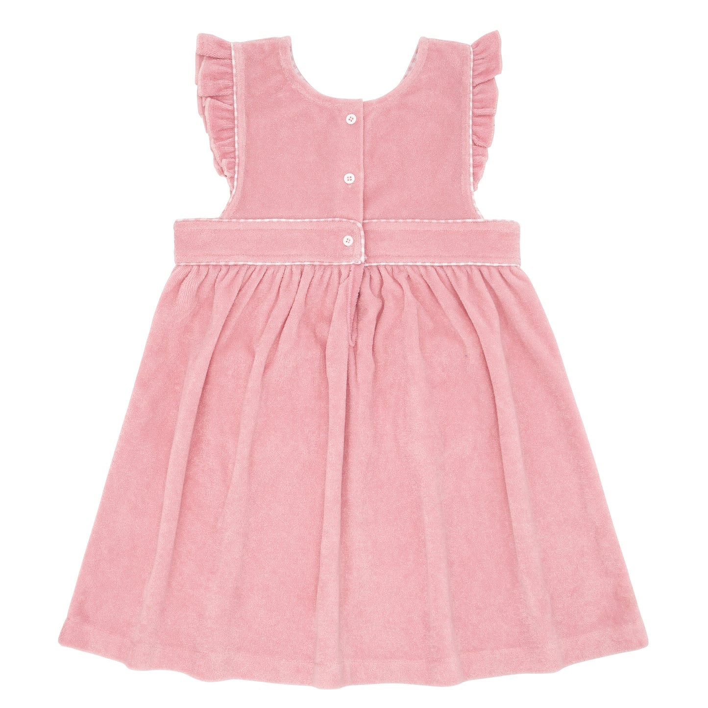 Minnow Girls Guava Gingham French Terry Pinafore Dress in Pink GIngham