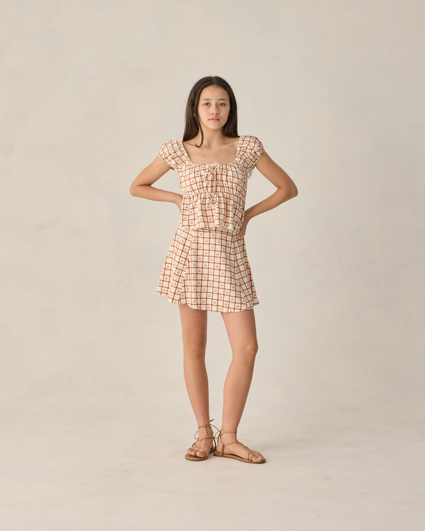 Rylee + Cru Teen Rachel Skirt Cherry Check