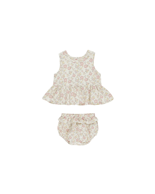 Quincy Mae Sleeveless Peplum Set Bloom