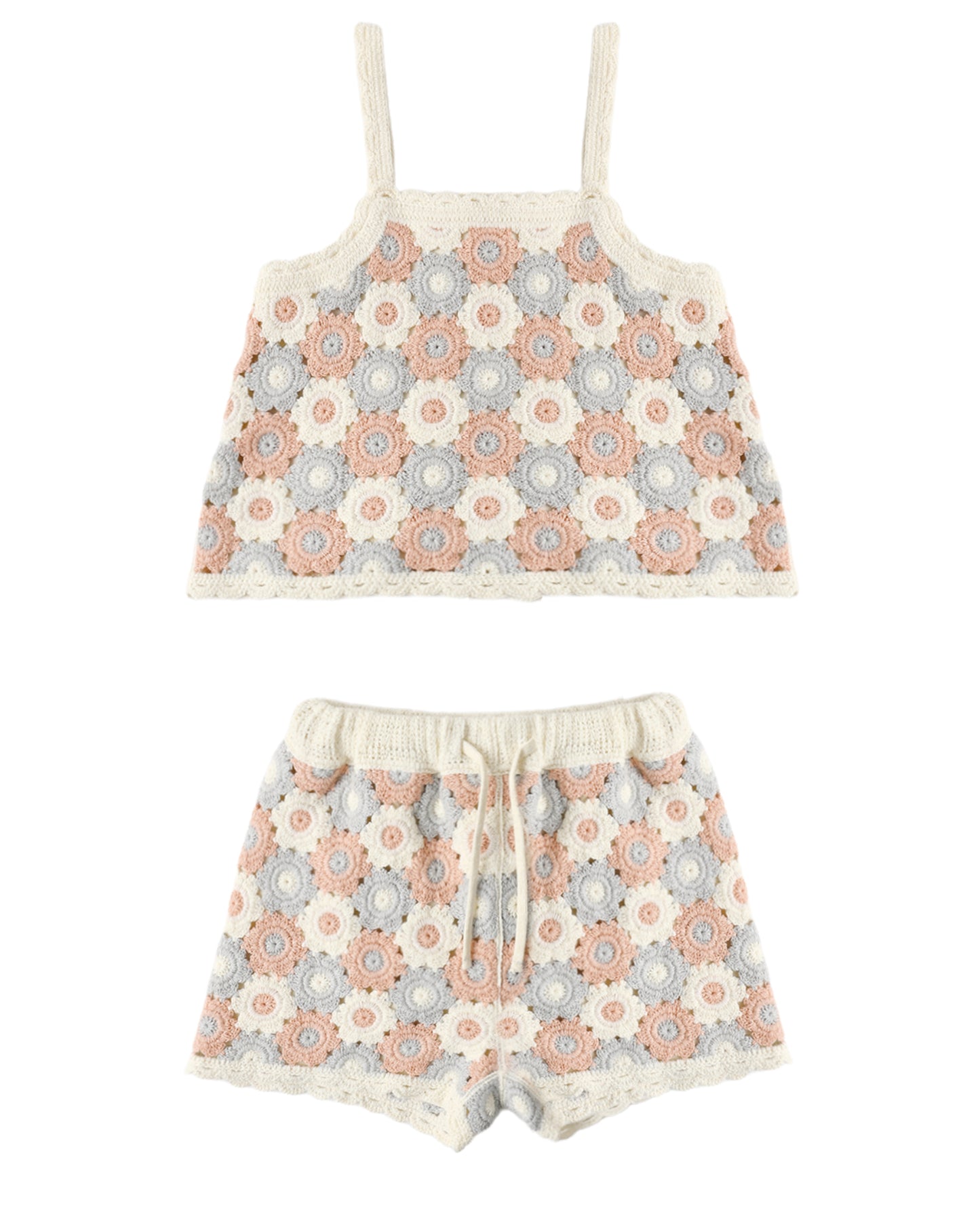 Rylee + Cru Lili Knit Set Blue, Light Pink, Ivory