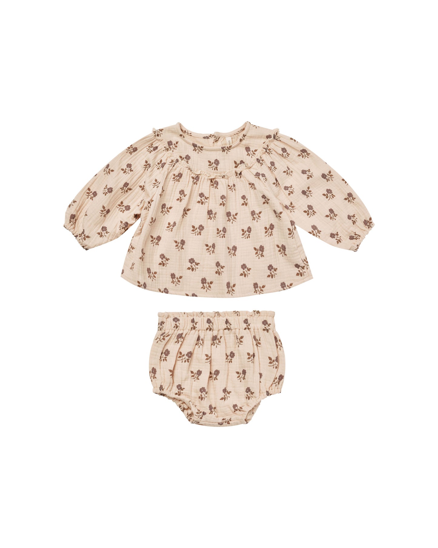 Quincy Mae Balloon Sleeve Blouse + Bloomer Set Fig Flora