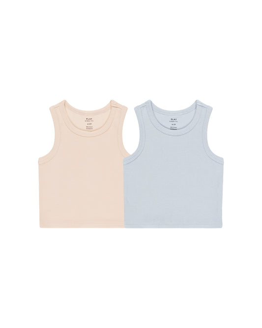 Rylee + Cruribbed Tank Set Shell, Light Blue