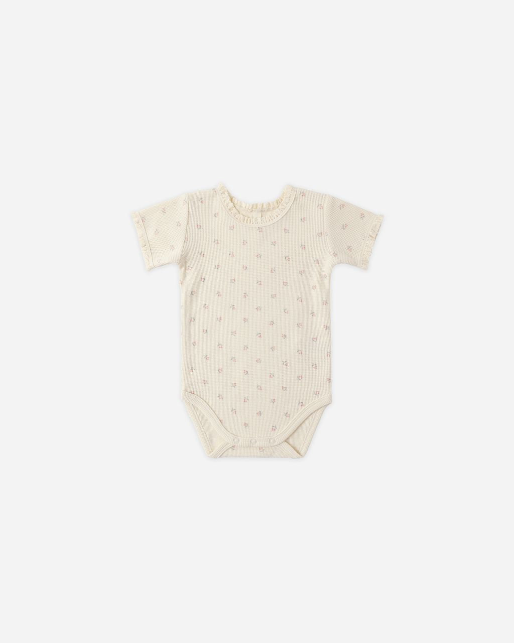 Quincy Mae Short Sleeve Waffle Bodysuit Mauve Ditsy