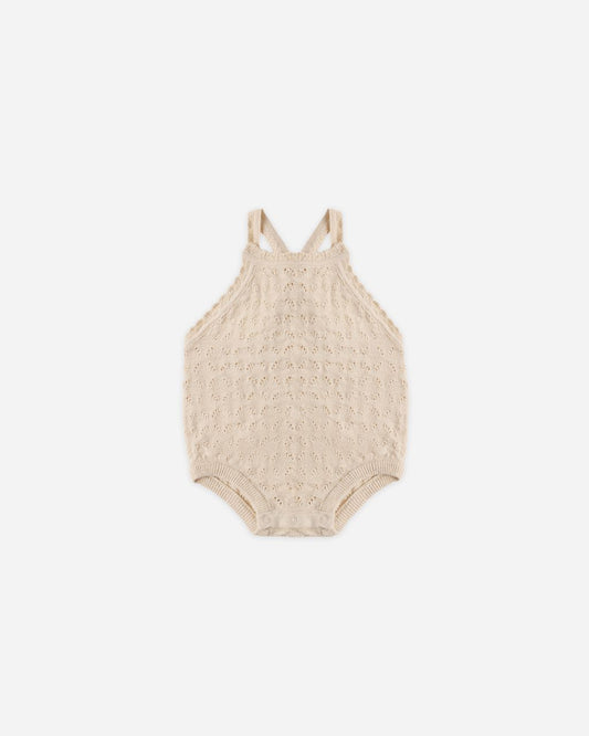 Quincy Mae Annie Knit Romper Ecru