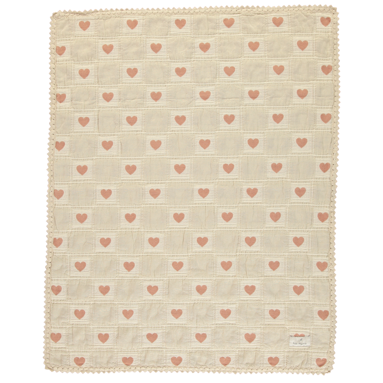 Bebe Organic Heart Blanket Heart Mauve Patchwork