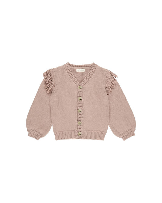 Rylee + Cru Fringe Cardigan Rose