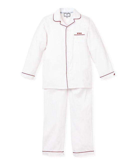 Petite Plume Valentine's Limited Edition - White Pajama Set with Heart Embroidery