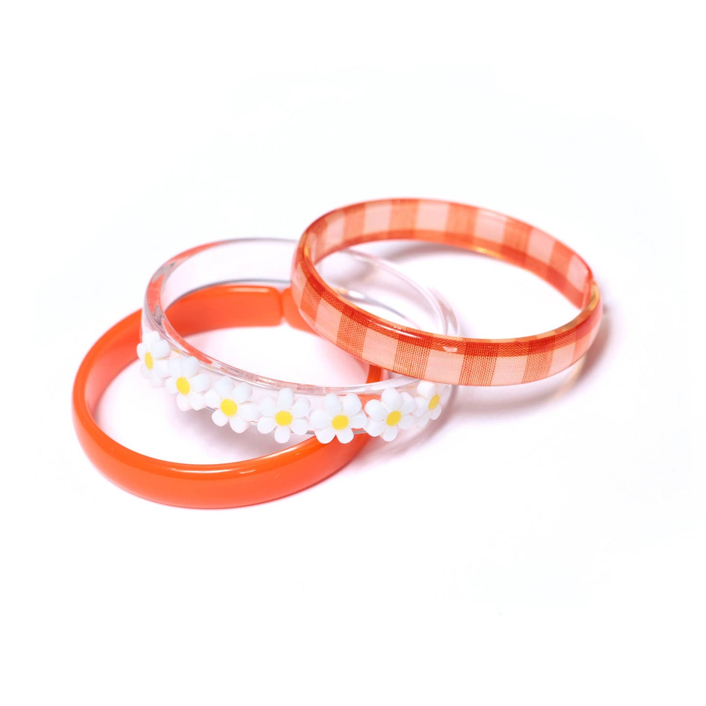 Lilies and Roses Acrylic Bangle Bracelets Set of 3