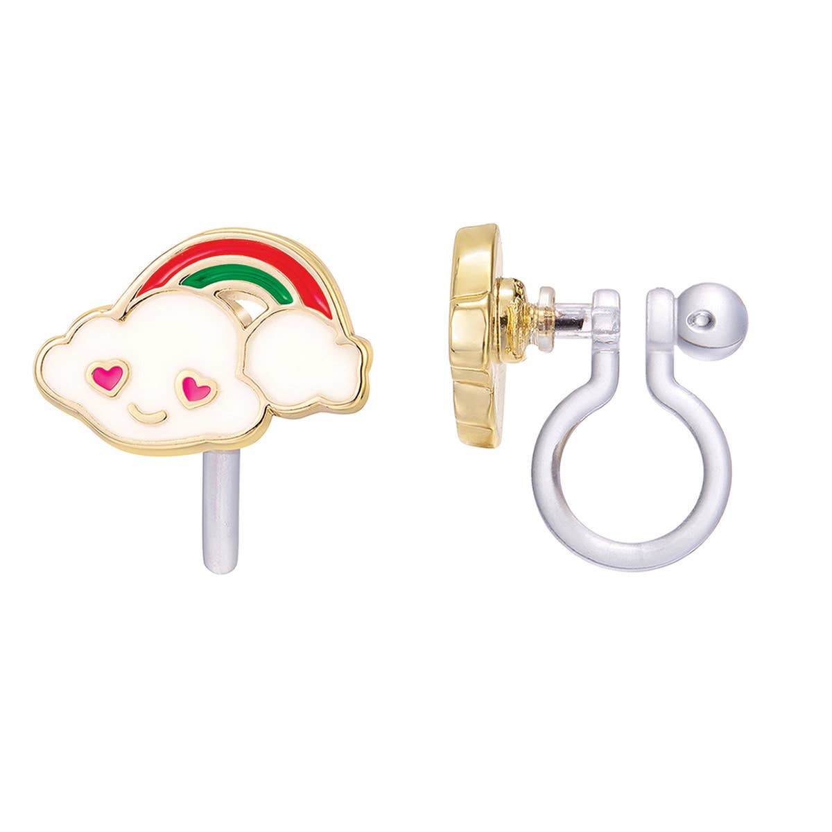 Girl Nation - CLIP ON Cutie Earrings- Cloud Luvs Rainbow