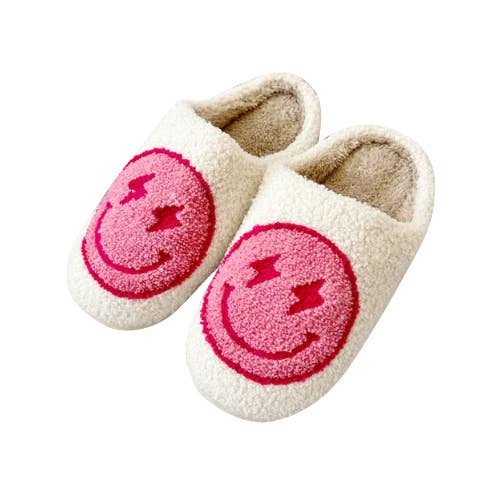 Malibu Sugar - Happy Face Slippers: Pink