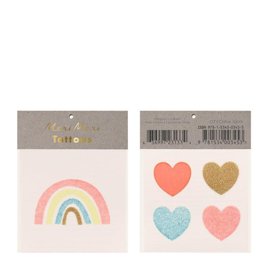 Meri Meri Rainbow & Hearts Glitter Small Tattoos