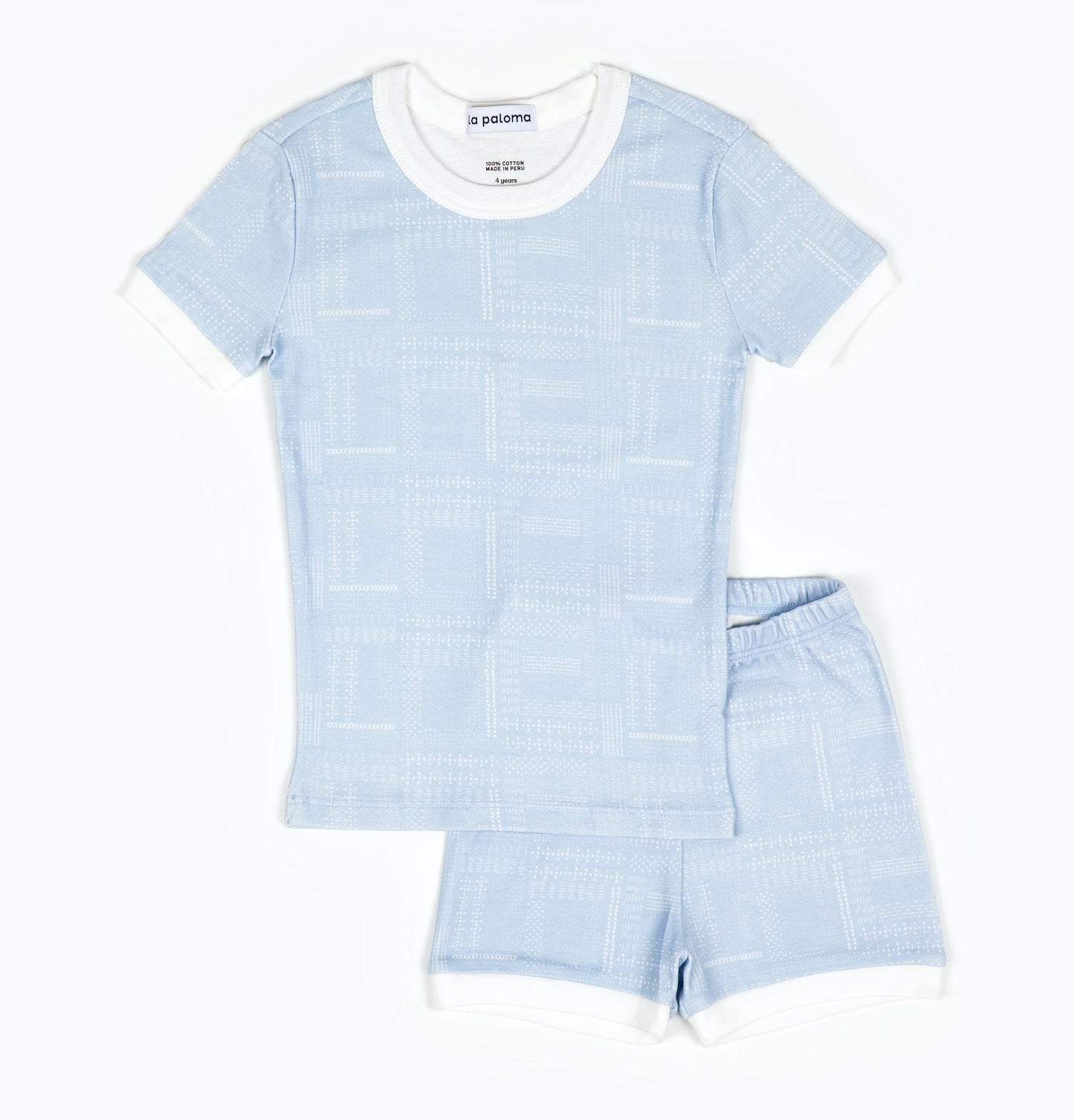 La Paloma Cotton Short Set Pajamas in Quilted Chambray