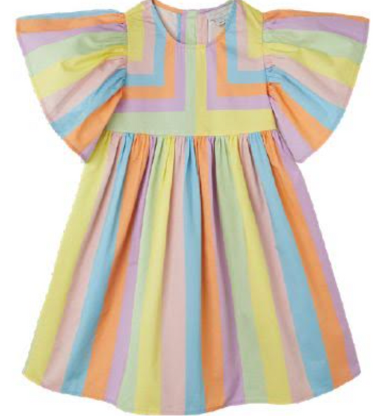 Stella McCartney Kids Multicolour Rainbow Stripe Angel Sleeve Dress