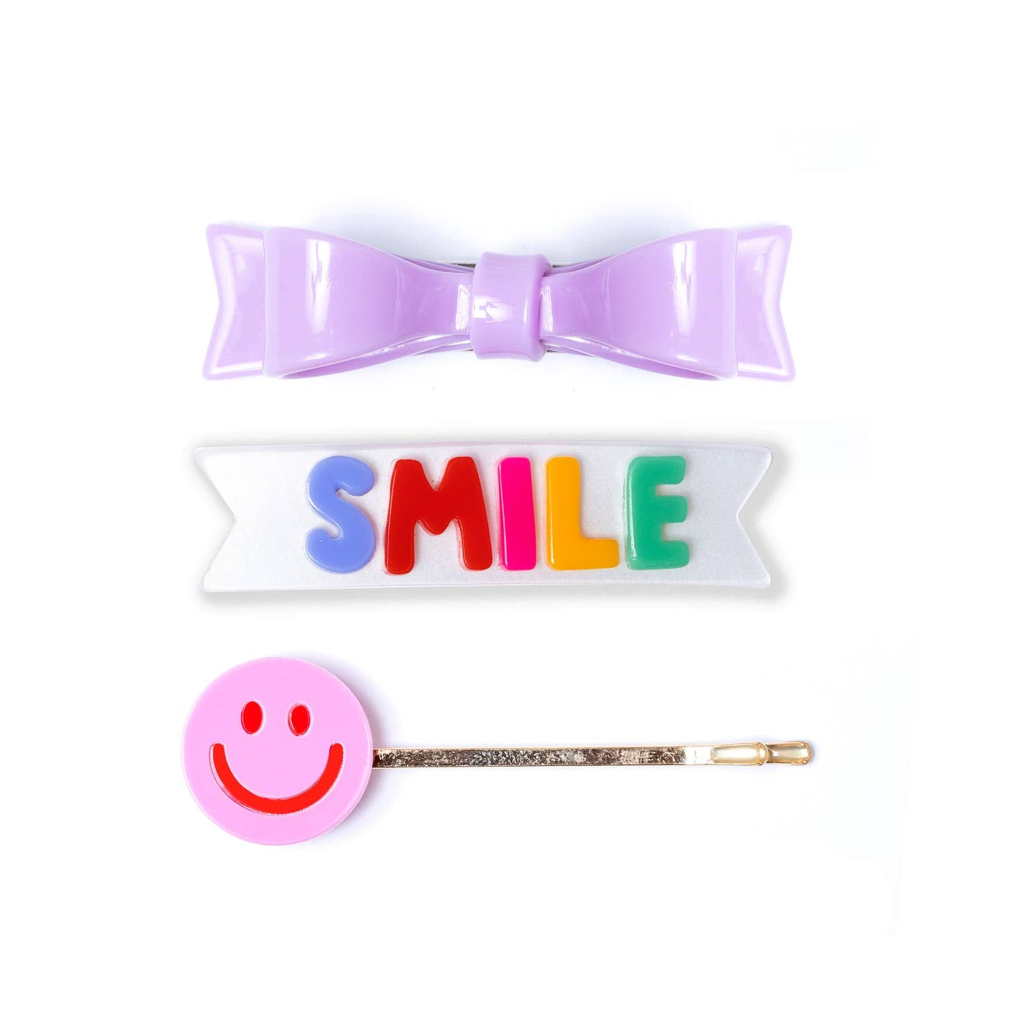 Lilies & Roses Three Combo Smile Word Set+Bow tie Lilac Alligator Clips