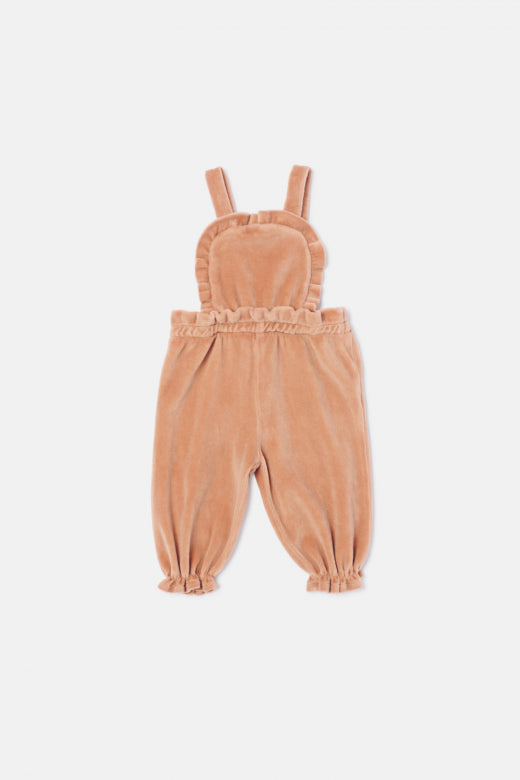 My Little Cozmo Velour Baby Overalls Pink